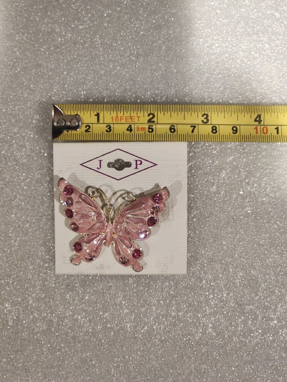 Butterfly pin - pink and silver